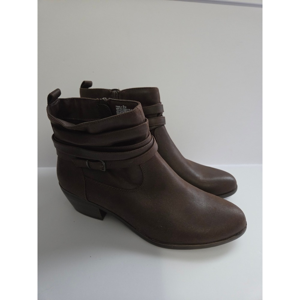 Kim Rogers Pamila Brown Ankle Boots Womens 8M Memory‎ Foam Buckle Booties NEW